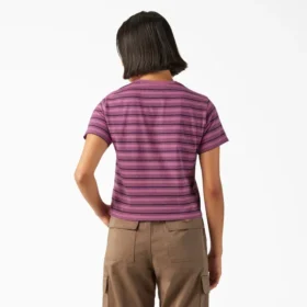 Camicie corte a righe con taschino da donna