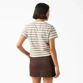 Camicie corte a righe con taschino da donna