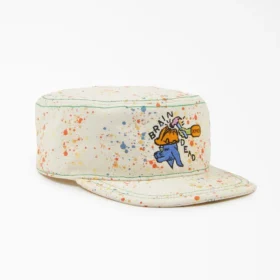 Cappellino da pittore in tela con schizzi di vernice Brain Dead