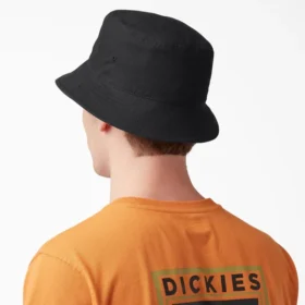Cappello a secchiello in tela con logo in script