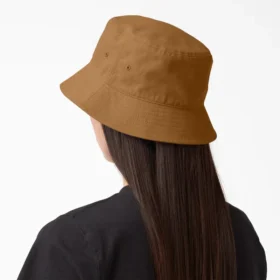 Cappello a secchiello in tela con logo in script