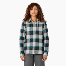 Giacca a camicia con cappuccio in flanella da donna