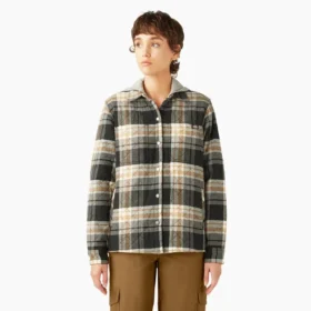 Giacca a camicia con cappuccio in flanella da donna