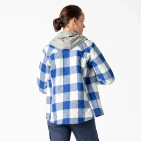 Giacca a camicia con cappuccio in flanella da donna