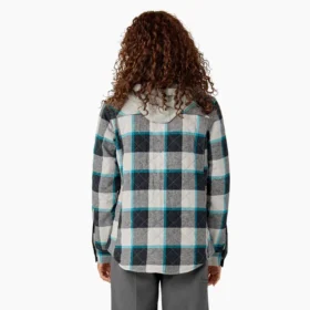 Giacca a camicia con cappuccio in flanella da donna