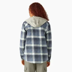 Giacca a camicia con cappuccio in flanella da donna