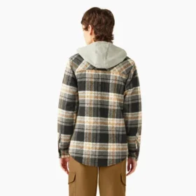 Giacca a camicia con cappuccio in flanella da donna