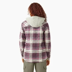 Giacca a camicia con cappuccio in flanella da donna