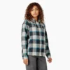 Giacca a camicia con cappuccio in flanella da donna Giacca a camicia con cappuccio in flanella da donna