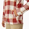 Giacca a camicia con cappuccio in flanella da donna Giacca a camicia con cappuccio in flanella da donna