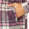 Giacca a camicia con cappuccio in flanella da donna Giacca a camicia con cappuccio in flanella da donna