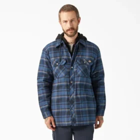 Giacca-camicia con cappuccio in flanella idrorepellente