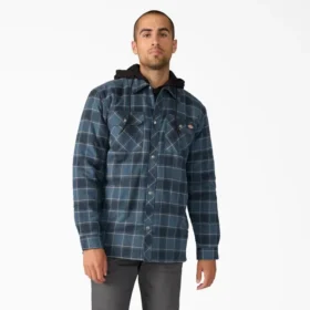 Giacca-camicia con cappuccio in flanella idrorepellente