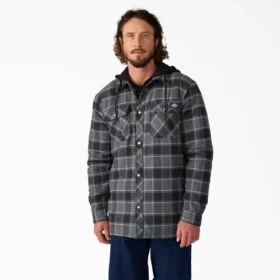 Giacca-camicia con cappuccio in flanella idrorepellente