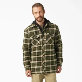 Giacca-camicia con cappuccio in flanella idrorepellente Giacca-camicia con cappuccio in flanella idrorepellente