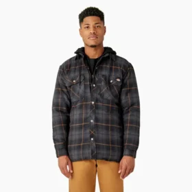 Giacca-camicia con cappuccio in flanella idrorepellente