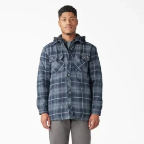 Giacca-camicia con cappuccio in flanella idrorepellente