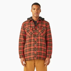 Giacca-camicia con cappuccio in flanella idrorepellente