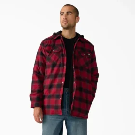 Giacca-camicia con cappuccio in flanella idrorepellente
