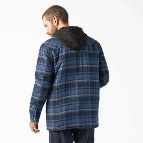 Giacca-camicia con cappuccio in flanella idrorepellente