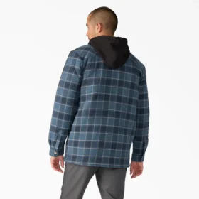 Giacca-camicia con cappuccio in flanella idrorepellente