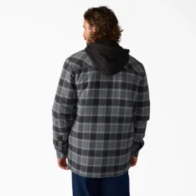 Giacca-camicia con cappuccio in flanella idrorepellente