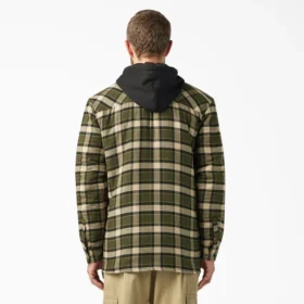 Giacca-camicia con cappuccio in flanella idrorepellente Giacca-camicia con cappuccio in flanella idrorepellente