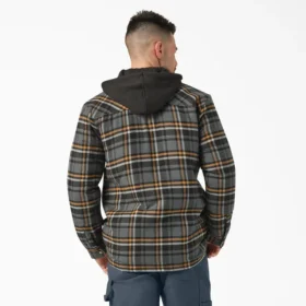 Giacca-camicia con cappuccio in flanella idrorepellente
