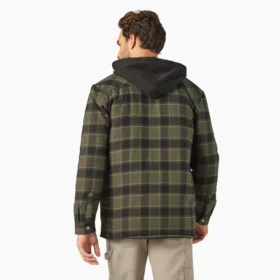 Giacca-camicia con cappuccio in flanella idrorepellente