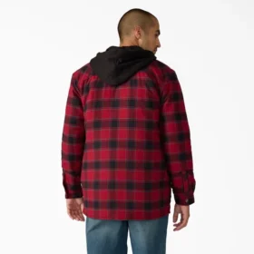 Giacca-camicia con cappuccio in flanella idrorepellente