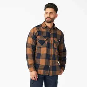 Giacca-camicia in flanella foderata in pile idrorepellente