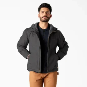 Giacca in tela di cotone con fodera in pile a pelo lungo
