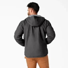 Giacca in tela di cotone con fodera in pile a pelo lungo