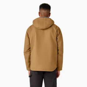 Giacca in tela di cotone con fodera in pile a pelo lungo