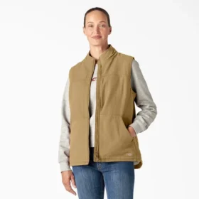Gilet da donna in tela di cotone foderato in pile Gilet da donna in tela di cotone foderato in pile