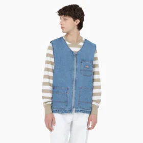 Gilet in denim con chiusura frontale a zip