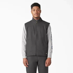 Gilet in tela di cotone con fodera in pile a pelo lungo