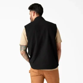 Gilet in tela di cotone con fodera in pile a pelo lungo