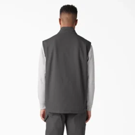 Gilet in tela di cotone con fodera in pile a pelo lungo