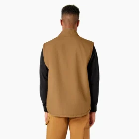Gilet in tela di cotone con fodera in pile a pelo lungo