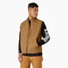 Gilet in tela di cotone con fodera in pile a pelo lungo Gilet in tela di cotone con fodera in pile a pelo lungo