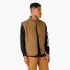 Gilet in tela di cotone con fodera in pile a pelo lungo Gilet in tela di cotone con fodera in pile a pelo lungo