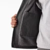Gilet in tela di cotone con fodera in pile a pelo lungo Gilet in tela di cotone con fodera in pile a pelo lungo