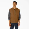 Gilet in tela di cotone foderato in pile a pelo lungo