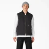 Gilet in tela di cotone stonewashed con fodera in pile a pelo lungo Gilet in tela di cotone stonewashed con fodera in pile a pelo lungo