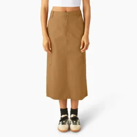 Gonna midi cargo da donna in tela di cotone