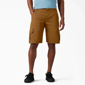 Pantaloncini cargo in tela di cotone con vestibilità comoda e elastica, 11″