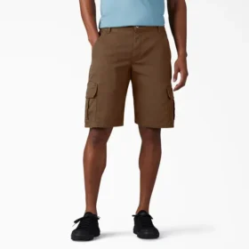 Pantaloncini cargo in tela di cotone con vestibilità comoda e elastica, 11″