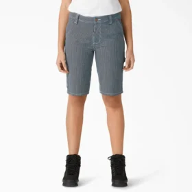 Pantaloncini da carpentiere da donna a vestibilità comoda con righe Hickory, 11″