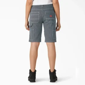 Pantaloncini da carpentiere da donna a vestibilità comoda con righe Hickory, 11″